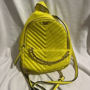 Yellow Quilted Backpack with Chain Detail